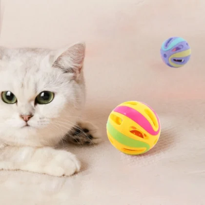 5PCS Colorful Bell Ball Cat Teaser Toy, 4.8cm Diameter, Sound-Making Design, Stimulates Play & Reduces Boredom for Cats
