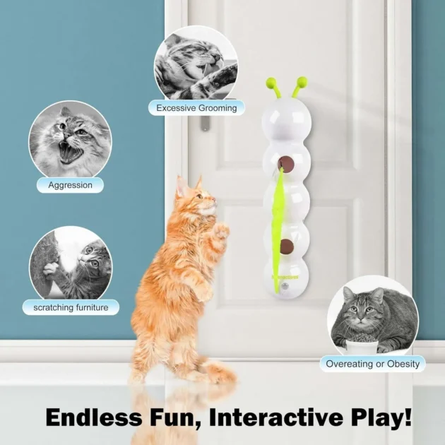 Interactive Cat Toy Intelligent Motion Activated Wack A Worm Post Toy With Tail Automatic Emerging from The Hole Teasing Cat Toy - Image 3