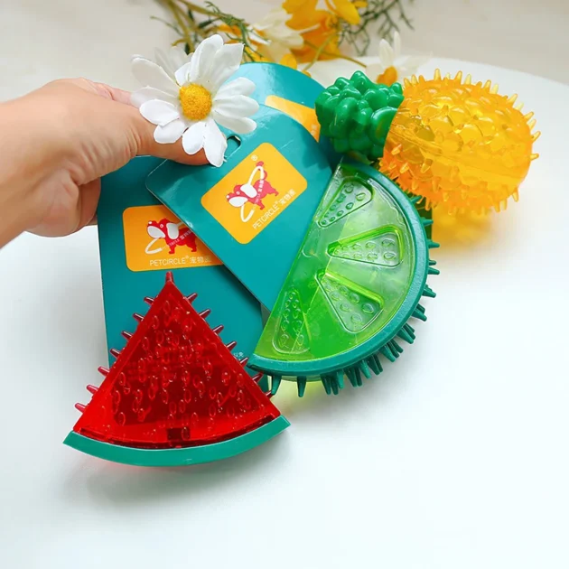 Water-Filling & Freezing Dog Chew Toy, TPR Material, watermelon/lemon/pineapple Shapes for Teething & Cooling - Image 2
