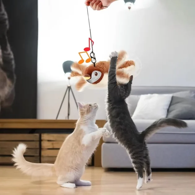Interactive Flapping Bird Cat Toy with Teasing String No Flying Feature Includes Simulated Sound for Small Medium Large Cats - Image 5