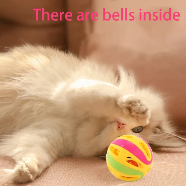 5PCS Colorful Bell Ball Cat Teaser Toy, 4.8cm Diameter, Sound-Making Design, Stimulates Play & Reduces Boredom for Cats - Image 4
