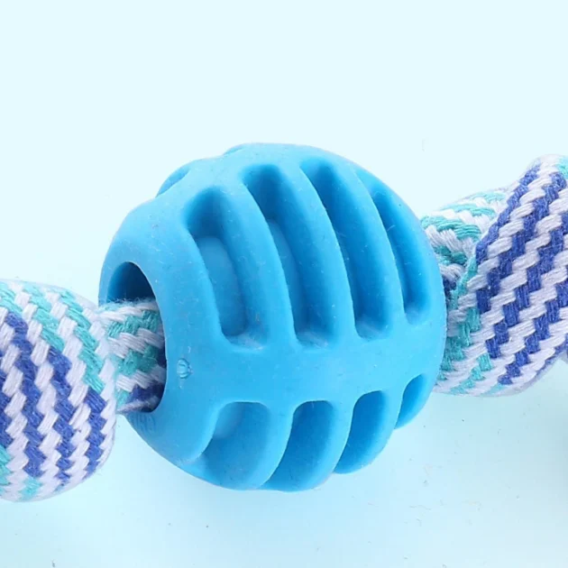 Wear-Resistant Cotton Rope TPR Ball Dog Chew Toy - Bite Resistant Easy to Clean Decompress Fun Pet Playtime Accessory - Image 2