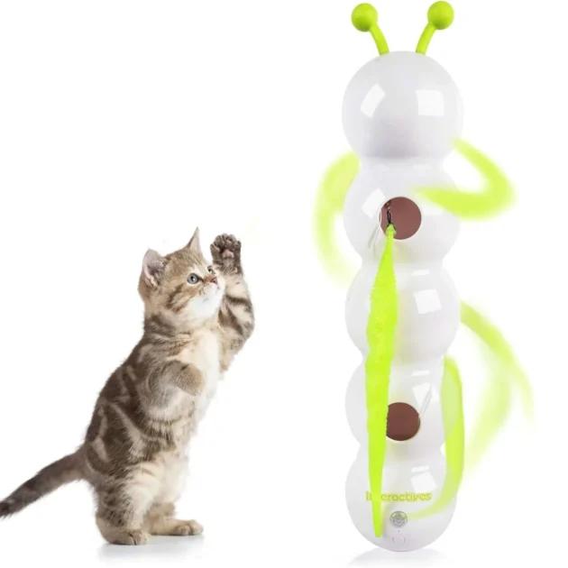 Interactive Cat Toy Intelligent Motion Activated Wack A Worm Post Toy With Tail Automatic Emerging from The Hole Teasing Cat Toy - Image 6