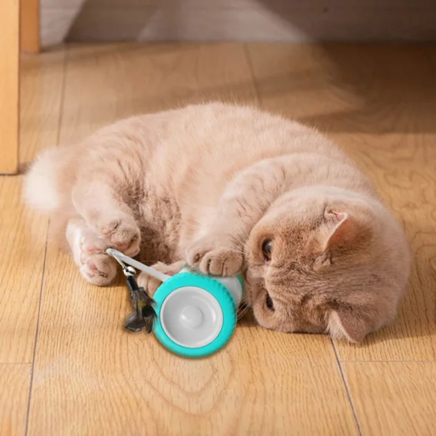 Self-Play Electric Cat Toy - Auto-Avoidance & Tumbler Design, 1.5Hrs Playtime with Feather/Bell Attachments (Type-C Charging) - Image 2