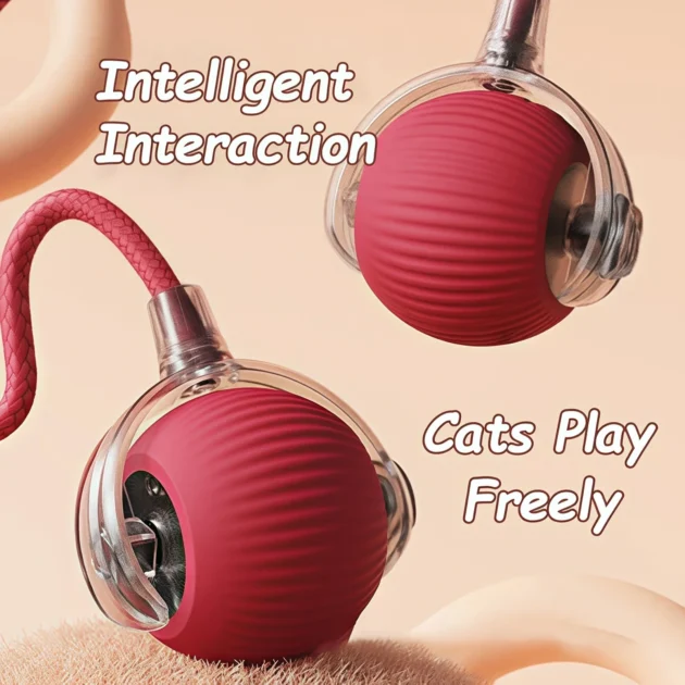 Cat Interactive Ball Toy Automatic Rolling Ball Faux Tail Rechargeable Smart Pet Electric Toy Dog Cat Training Imitate Mouse - Image 2