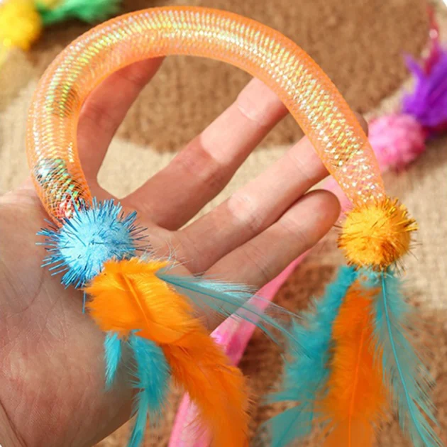 Catnip Elastic Rope Toy with Feathers & Bells, Interactive Cat Toy for Stress Relief & Exercise - Image 5