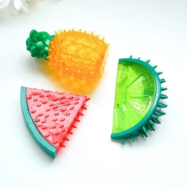 Water-Filling & Freezing Dog Chew Toy, TPR Material, watermelon/lemon/pineapple Shapes for Teething & Cooling - Image 6