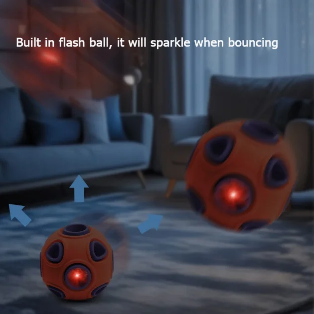 Glowing & Squeaking Anemone - shaped Cat Toy Ball - Double - layer Design, Food - hiding, Safe Rubber Material - Image 2