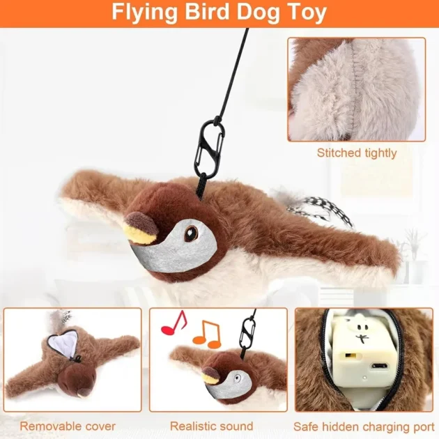 Interactive Flapping Bird Cat Toy with Teasing String No Flying Feature Includes Simulated Sound for Small Medium Large Cats - Image 3