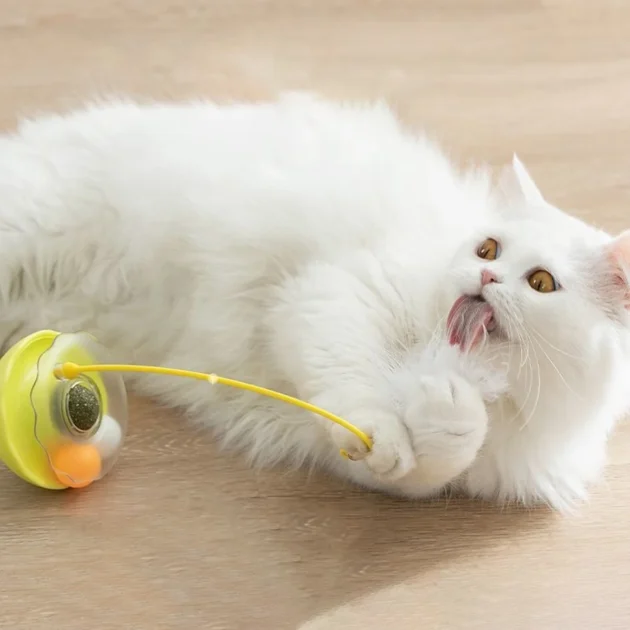 Interactive Cat Tumbler Toy, ABS Base with Feathers & Rolling Balls, Reduces Boredom & Destructive Behavior - Image 3