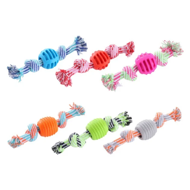 Wear-Resistant Cotton Rope TPR Ball Dog Chew Toy - Bite Resistant Easy to Clean Decompress Fun Pet Playtime Accessory - Image 6