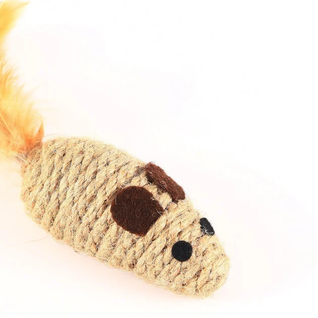 3pcs Fun Sounding Sisal Cat Toy with Feathers, Built-in Rattle, Durable & Bite-Resistant for Teeth Cleaning & Play - Image 2