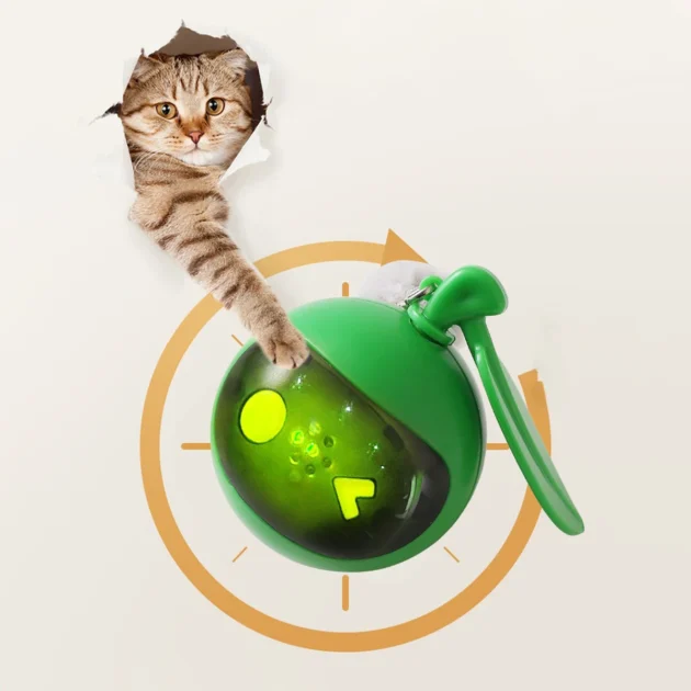 Smart Interactive Cat Teaser, Auto-Rolling Ball with Lights, Type-C Charging, ABS+PC for Indoor Cats/Dogs - Image 2