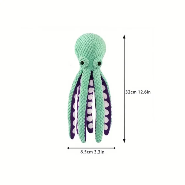 Squeaky Interactive Pet Toys - Octopus Shapes, PP Cotton Filled Bite-Resistant Fabric for Indoor/Lawn Play (32cm) - Image 6