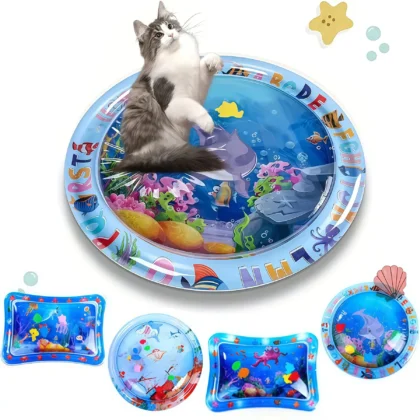 Cats Sensory Water Play Mat With Fish Thickened Inflatable Water Bed Dog Pet Play Sensory Toy Water For Pet Play Interactive Fun