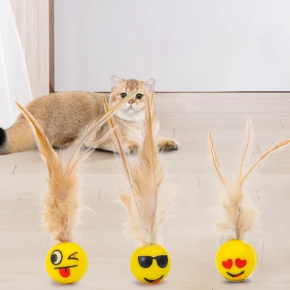 Instinct-Stimulating Cat Toy Set - 3/5 Pack Colorful Feather Balls, Durable Plastic for Interactive Play & Owner Bonding