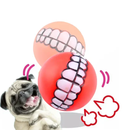 2PCS Dog Toy Teeth Ball, Rubber Chew Ball with Sound, Multiple Colors & Teeth Patterns, for Teeth Grinding & Play