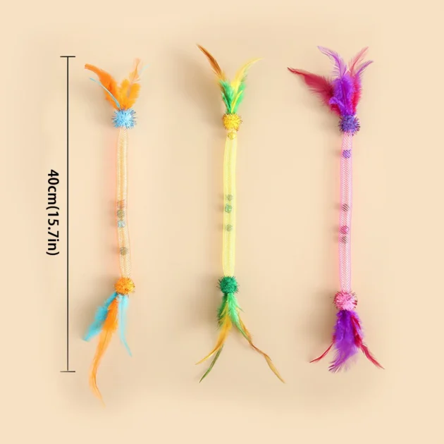 Catnip Elastic Rope Toy with Feathers & Bells, Interactive Cat Toy for Stress Relief & Exercise - Image 6