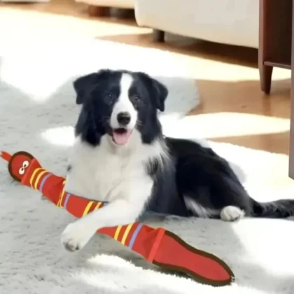 Interactive Snake Shape Squeaky Dog Toy Chew Resistant Oxford Cloth Pet Cleaning Teeth Training Chew Toy for Puppies