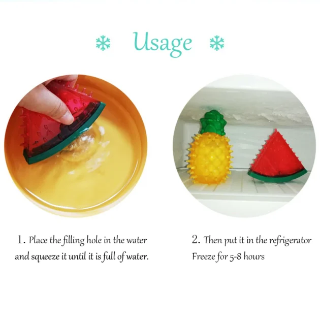 Water-Filling & Freezing Dog Chew Toy, TPR Material, watermelon/lemon/pineapple Shapes for Teething & Cooling - Image 5