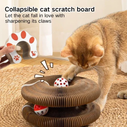 Pet Toy Magic Organ Foldable Cat Cardboard Scratcher Scratch Pad Paper Board Toy For Cat Scratchers