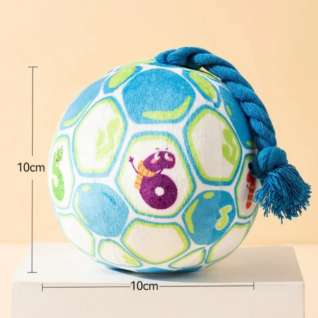 Pet Interactive Bell - ringing Plush Chew Ball for Dogs - with Rope Knot, PP Cotton Filling, Solve Boredom & Teethin - Image 6