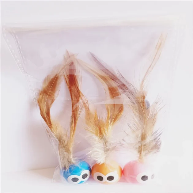 3/5 Pack Cat Toy Balls with Feather Tails - Stimulate Instinctive Play, Enhance Pet - Owner Bond - Image 5