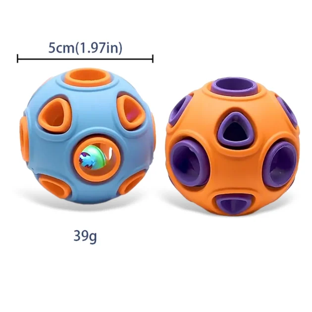 Glowing & Squeaking Anemone - shaped Cat Toy Ball - Double - layer Design, Food - hiding, Safe Rubber Material - Image 6