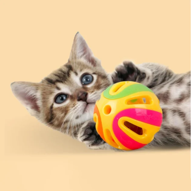 5PCS Colorful Bell Ball Cat Teaser Toy, 4.8cm Diameter, Sound-Making Design, Stimulates Play & Reduces Boredom for Cats - Image 3