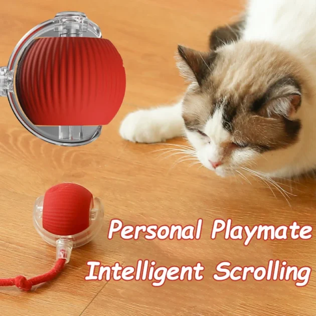 New Cat Interactive Ball Toy Automatic Rolling Ball Faux Tail Rechargeable Smart Pet Electric Toy Dog Cat Training Imitate Mouse - Image 3