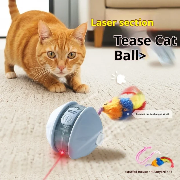 Upgraded Cat Interactive Ball Toys Infrared Automatic Rolling Ball Tail Rechargeable Smart Pet Toy Cat Training Imitate Mouse - Image 3