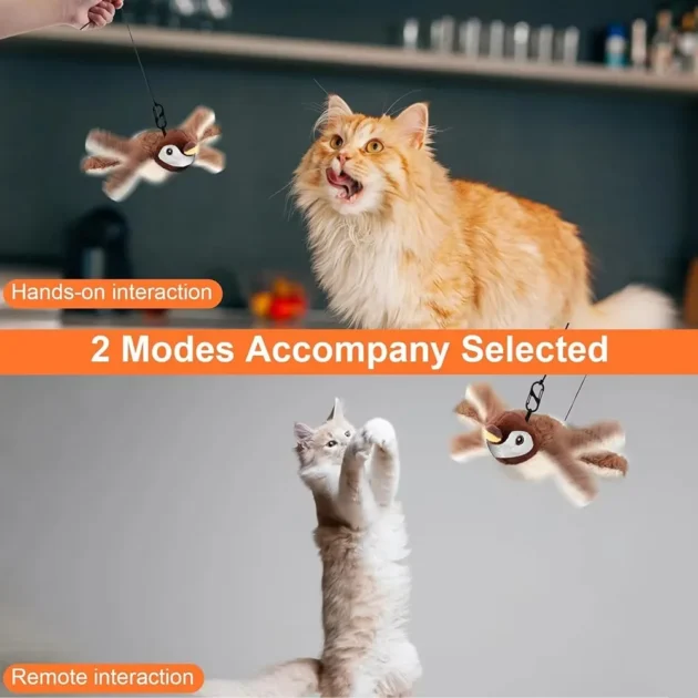 Interactive Flapping Bird Cat Toy with Teasing String No Flying Feature Includes Simulated Sound for Small Medium Large Cats - Image 2