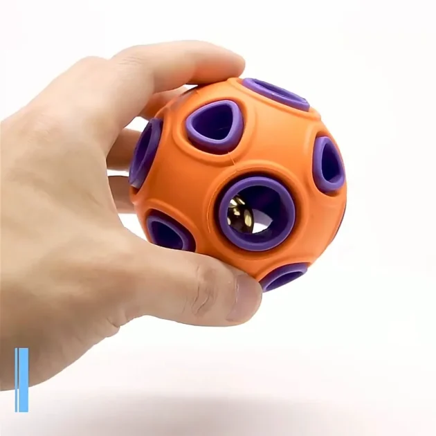 Glowing & Squeaking Anemone - shaped Cat Toy Ball - Double - layer Design, Food - hiding, Safe Rubber Material - Image 4
