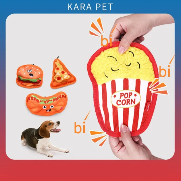 Bite Resistant Noise Making Dog Chew Toy Large Medium Dogs Teeth Grinding Toy in the Shape of Burger And French Fries - Image 3