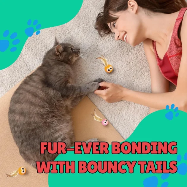 3/5 Pack Cat Toy Balls with Feather Tails - Stimulate Instinctive Play, Enhance Pet - Owner Bond - Image 3