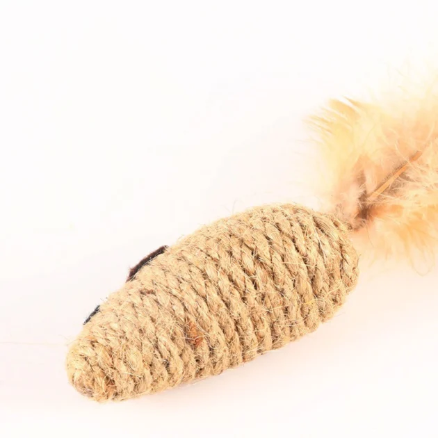 3pcs Fun Sounding Sisal Cat Toy with Feathers, Built-in Rattle, Durable & Bite-Resistant for Teeth Cleaning & Play - Image 3
