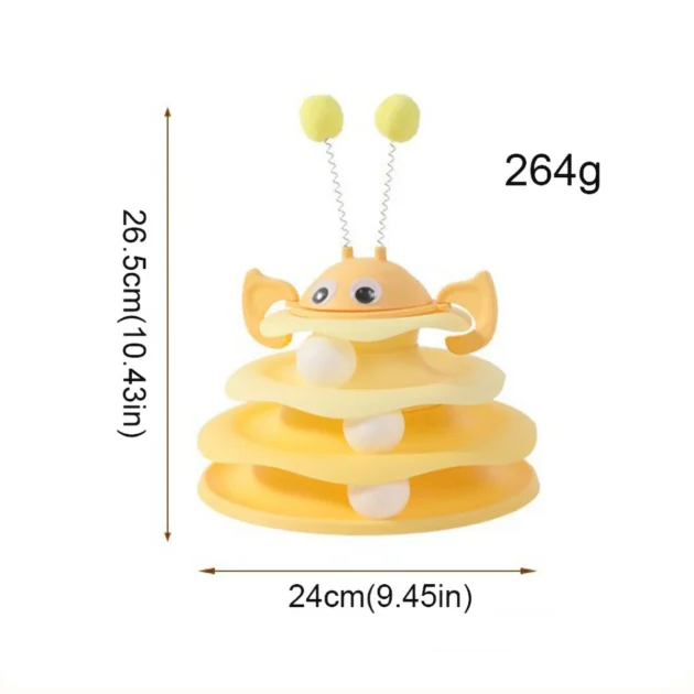 Three Layer Bee Shaped Track Amusement Disc Cat Toy with Detachable Top Swinging Teasing Ball - Clean Design - Image 5