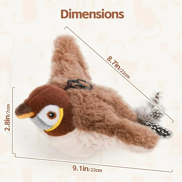 Flying Bird Cat Toy Interactive Cat Toys Rechargeable Chirping Flapping Bird(no Flying) Can Add Catnip Touch Activated Plush Toy - Image 6