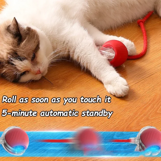New Cat Interactive Ball Toy Automatic Rolling Ball Faux Tail Rechargeable Smart Pet Electric Toy Dog Cat Training Imitate Mouse - Image 4