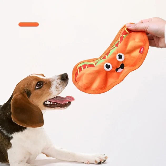 Bite Resistant Noise Making Dog Chew Toy Large Medium Dogs Teeth Grinding Toy in the Shape of Burger And French Fries